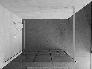 Mexen Kioto, Walk-In sprchová zástěna 90 x 200 cm, 8mm sklo čiré/černý vzor, bílý profil, 800-090-101-20-78