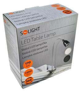 SOLIGHT LED stolní lampička 2,5W/3000K/170Lm, černá s klipem