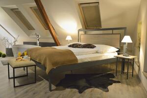 IRON-ART ALMERIA dub - kovová postel s dřevěným čelem