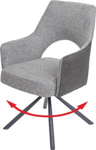 Jídelní židle HWC-K30, kuchyňská židle, křeslo, otočná automatická poloha, látka/textil MVG šedá-tmavě šedá
