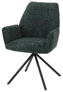 Jídelní židle HWC-G67, kuchyňská židle, otočná, s automatickou aretací polohy, potah z mikrovlákna (410 g/m²), konstrukce černá, potah tmavě zelený