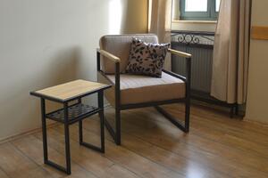 IRON-ART Noční stolek DOVER - se dřevem, kov + dřevo
