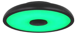 GLOBO Stropní inteligentní LED osvětlení RAFFY, 18W, RGB, reproduktor, IP44, černé 41366B