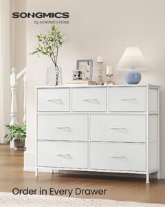 SONGMICS Komoda BELLAH ocelový rám 7 zásuvek moderní styl 99 x 74 x 30 cm bílá