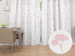 Biante Bavlněný závěs Sandra SA-741 Růžové jarní květy na bílém 150x140 cm