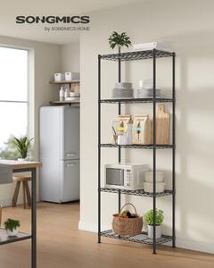 SONGMICS Kovový regál nastavitelné police 5 pater 60 x 161 x 30 cm černá