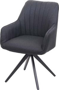 Jídelní židle HWC-H73, kuchyňská židle křeslo, retro ocel látka/textil tmavě šedá
