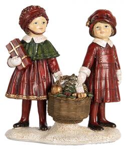 Vánoční dekorace figurka holčiček s vánoční výslužkou – 11x6x12 cm