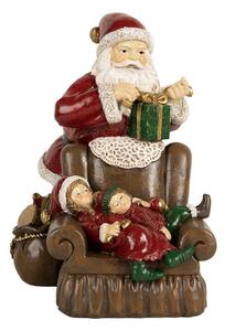Vánoční dekorace figurka Santa Clause a spících dětí na křesle – 17x13x18 cm