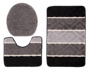 Sada koupelnových koberečků MULTI C5132 černý, šedý ROMBY