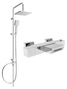 Mexen Tord vanovo-sprchový set s dešťovou sprchou a vanovou termostatickou baterií Cube, chromová, 77360200-00