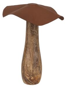 Hnědá dřevěná dekorativní houba s kovovým kloboučkem Silana XL – 20x25 cm