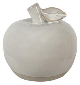 Béžové porcelánové dekorační jablko s lístkem Camlo S – 8 cm