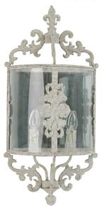 Béžové skleněné nástěnné světlo s ozdobnými ornamenty na dvě lampičky – 33x19x72 cm