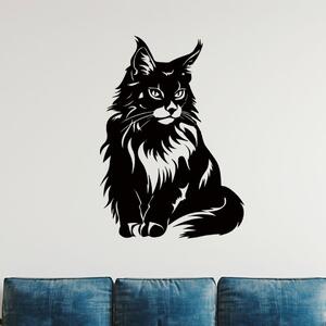 Dřevo života | Dřevěný obraz Mainské mývalý kočky | Rozměry (cm): 28x40 | Barva: Černá