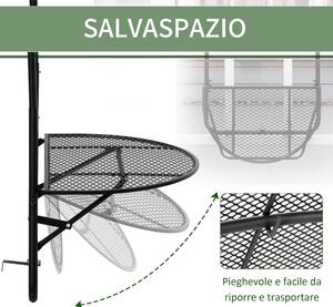 Skládací kovový stůl na zábradlí Outsunny, balkonový stůl s nastavitelnou výškou pro zábradlí 3-11 cm, půlkruhový tvar, 60x60x57-72 cm, černý | Aosom 6