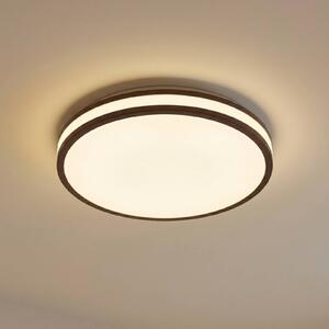 Lindby LED stropní svítidlo Emiva, Ø 40 cm, tmavé dřevo,, Tmavé dřevo, Obývací pokoj / jídelna, Dřevo, Moderní