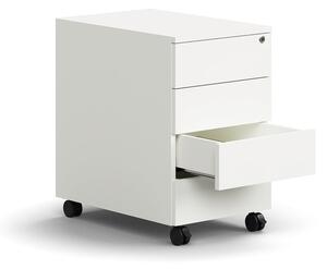 AJ Produkty Kancelářský kontejner QBUS, 4 zásuvky, bezúchytkové otevírání, uzamykatelný, bílá