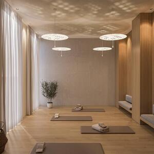 Wever & Ducré Lighting WEVER DUCRÉ LED závěsné světlo Shedda Ø 70 cm, barva světla 2700 K, stmívatelný, Krémová / jantar, Obývací pokoj / jídelna, Hliník, Moderní