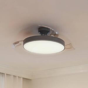 Philips Stropní ventilátor LED Atlas, nikl, tichý,, stmívatelný, Hliník / šedá / zinek, Obývací pokoj / jídelna, kov, Moderní