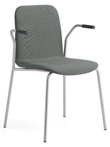 AJ Produkty Židle LABELL, 4 nohy, područky, stříbrná/tmavě zelená