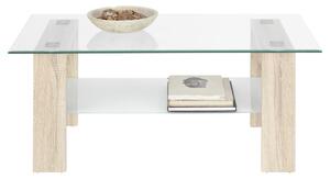 KONFERENČNÍ STOLEK, bílá, Sonoma dub, sklo, kompozitní dřevo, 110/65/45 cm Carryhome - Konferenční stolky