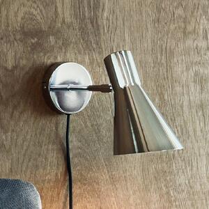 Dyberg Larsen Nástěnné světlo DL12, chrom, kabel, E27, kov, Chrom / stříbro, Obývací pokoj / jídelna, kov, Design
