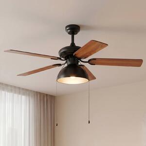 Lucande Stropní ventilátor s osvětlením Shamoian, tichý, Ø 130 cm, Černá, Obývací pokoj / jídelna, kov, Vintage