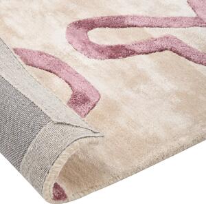Viskózový koberec s abstraktním vzorem 160 x 230 cm béžový/růžový KAPPAR
