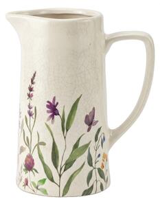 Dekorativní keramický džbán s lučními květy Rustic Flora L - 21*14*26 cm - Clayre & Eef