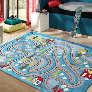 Makro Abra Dětský kusový koberec Uličky Color Kids 02 Cesta Domy modrý Rozměr: 100x150 cm