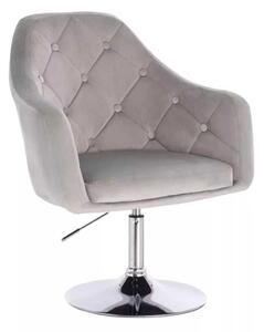 LuxuryForm DESIGN Křeslo ANDORA VELUR na stříbrném talíři - světle šedé