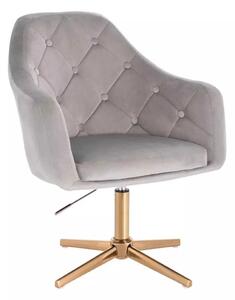 LuxuryForm DESIGN Křeslo ANDORA VELUR na zlatém kříži - světle šedé