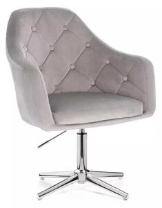 LuxuryForm DESIGN Křeslo ANDORA VELUR na stříbrném kříži - světle šedé