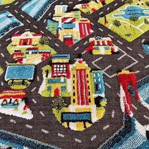 Makro Abra Dětský kusový koberec Uličky Color Kids 03 Ceta Domy Řeka Lodě zelený modrý Rozměr: 100x150 cm