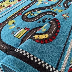 Makro Abra Dětský kusový koberec Uličky Color Kids 04 Závodní dráha Formule modrý Rozměr: 100x150 cm