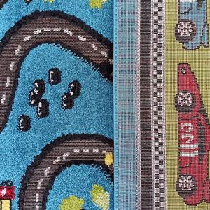 Makro Abra Dětský kusový koberec Uličky Color Kids 04 Závodní dráha Formule modrý Rozměr: 100x150 cm