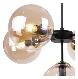 Light for home - Černozlatá Regulovatelná Stropní Lampa se 5 Medově Transparentními Foukanými Stínidly "IMPERIA", 5x40W, E14, Černá