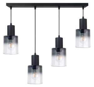 Light for home - Závěsné svítidlo s čtyřmi skleněnými stínidly na liště "ROBERTO", 4x60W, E27, Černá