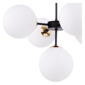 Light for home - Černozlatá Regulovatelná Stropní Lampa se 5 Bílými Foukanými Stínidly"IMPERIA", 5x40W, E14, Černá