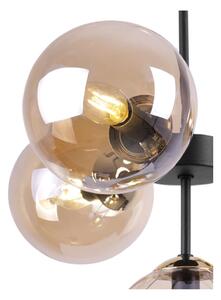 Light for home - Černozlaté kuchyňské závěsné svítidlo s regulací délky a medovými průhlednými stínidly"IMPERIA", 4x40W, E14, Černá