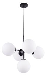Light for home - Stropní lampa s regulací v černém provedení, bílé stínidlo - stručný a elegantní "IMPERIA", 5x40W, E14, Černá