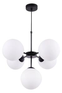Light for home - Stropní lampa s regulací v černém provedení, bílé stínidlo - stručný a elegantní "IMPERIA", 5x40W, E14, Černá
