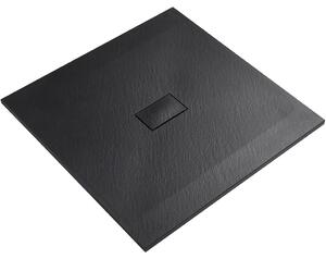 Sprchová vanička čtvercová FlexiCut - SMC/minerální kompozit - upravitelná - černá matná - 100x100x3 cm