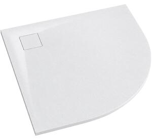 Sprchová vanička čtvrtkruhová Quarto - SMC/minerální kompozit - strukturovaná bílá matná - 80x80x3 cm