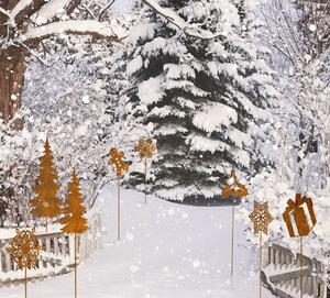 Zahradní kovová dekorace Rezavý vánoční stromek 27 x 100 cm