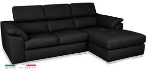 Kožená rohová sedací souprava LOREN II, pravá, tm. šedá (madras - 125 dark grey)