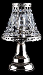Stříbrná štrasová křišťálová stolní lampa s jednou žárovkou