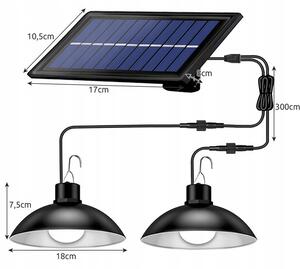 Pronett XJ4624 DUO Solární závěsné lampy na zahradu s dálkovým ovládáním, IP44, 2x 30 LED, černá