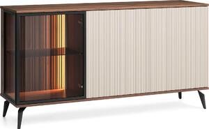 Komoda, prádelník Dawson K154 - oech - kamír - prosklená - LED osvtlení - íka 154 cm, výka 80 cm, hloubka 39 cm
